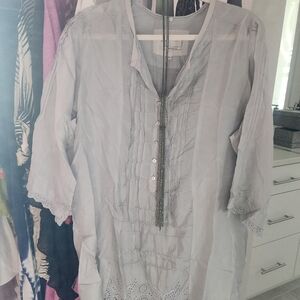 Johnny was vintage collection silk lite grey blouse. Minimalist Piece